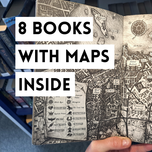 8 books with maps inside